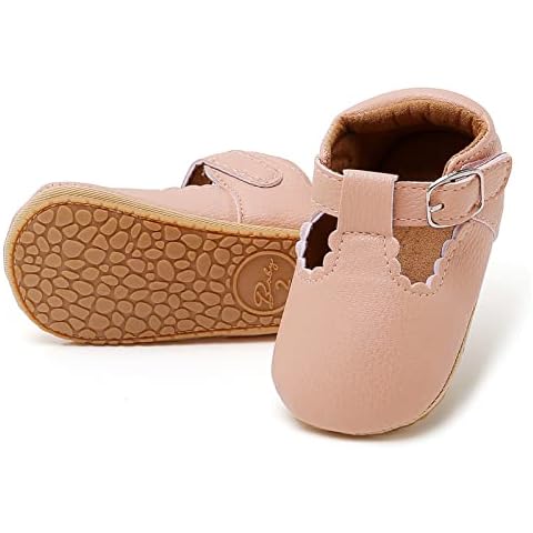 RVROVIC Baby Girl Moccasins Princess Sparkly Mary Jane Flat Dresses Shoes Premium Lightweight Soft Sole Crib Shoes Toddler Shoes(6-12 Months Infant,A1-Pink) Cover