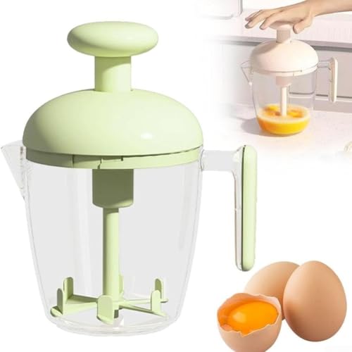 Upgraded Manual Egg Beater for Whisking, Blending, and Stirring in Kitchen Cooking and Baking Tasks - No Electricity Needed (Green)