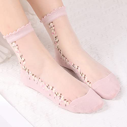 YOLAI 1 Pair Women'S Solid Hollow Out Mesh See Through Lightweight Breathable Crew Socks Dress Socks Fishnet Socks2