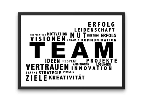 PURESIZE Wanddeko Büro Bild, Team Poster Din A3 (ohne Rahmen), Motivationsposter, Teamposter, Mitarbeiter Geschenk, Chef und Chefin, Kollegen, Begriffe, Affirmationsposter