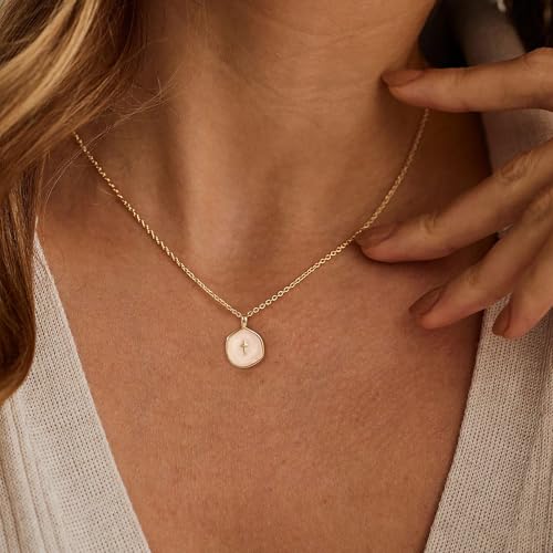 Cross Necklace for Women Dainty 14K Gold Plated Cross Necklace, Simple Cute Gold Cross Charm Necklaces for Women Easter Christian Baptism Religious Faith Jewelry Gifts2