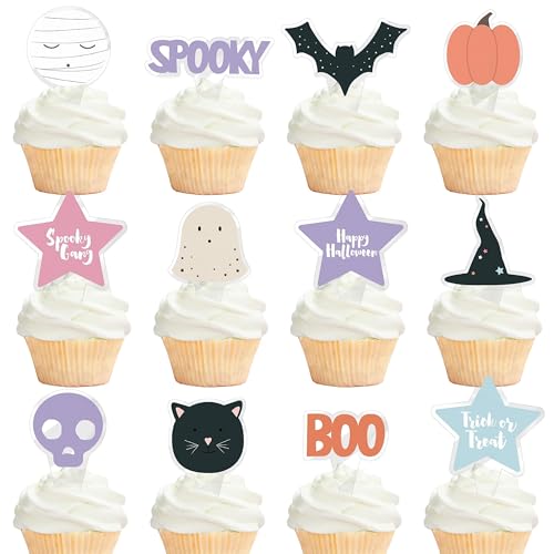 Cheerland Halloween Cupcake Toppers Party Decoration Cute Pastel ...