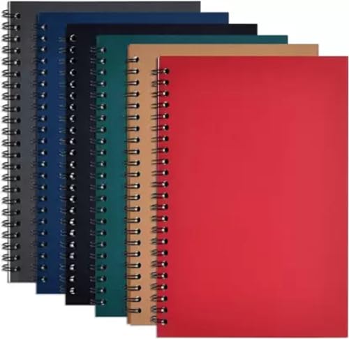 Image of Peeplvalue Pack of 10 A5 Size-160 Pages Lined Spiral Bound Notebook White Ruled Line Paper Wirebound Journal /Diary /DIY Notepads for School /Office (A5 multicolour Size- 14x21cm)