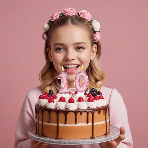 1st Birthday Candles,Glitter Butterfly Cake Toppers Pink Sequins Wedding Numeral Cupcake Decorations,Suitable for Girl and boy Wedding Cakes, Party Celebrations, Birthday Decorations