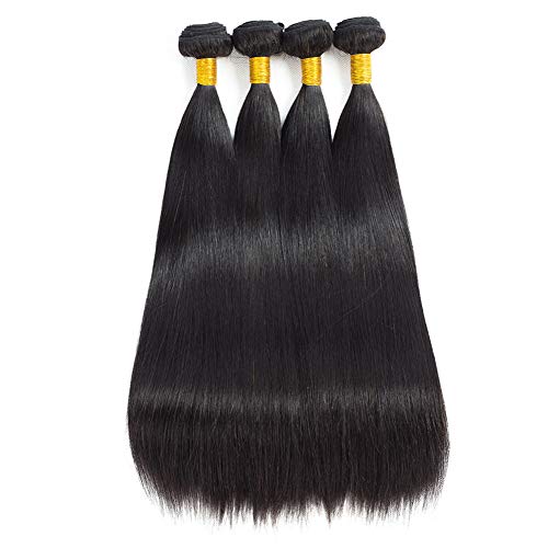 FW Hair 8A Brazilian Virgin Straight Hair 4 Bundles 16 18 20 22inches Unprocessed Straight Human Hair Extensions Wefts Brazilian Straight Hair Bundles Weave Natural Black Color