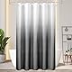 AooHome Duschvorhang 150X200cm Textil, Grau Duschvorhänge 120g/m² Farbverlauf Badvorhang Wasserdicht Waschbar Antischimmel mit 10 Duschvorhangringen(Weiß nach Schwarz)