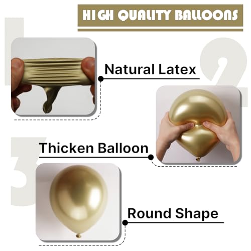 Image of PartyWoo Metallic Gold Balloons 50pcs 5 Inch Chrome Gold Latex Balloons for Birthday Graduation Baby Shower Anniversary Wedding Bachelorette Christmas New Year Tea Party Decorations Gold-G128