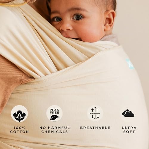 Image of Moby Baby Wrap Carrier Classic for Newborns to Toddlers (8-33lbs), Infant Sling Carrier, Lightweight & Hands Free Design, Adjustable for All Body Types (Sand Dollar)