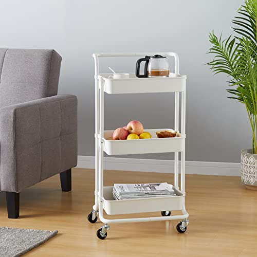 Foto von Amazon Basics Mehrzweckwagen mit Griff, 3 Etagen, Weiß