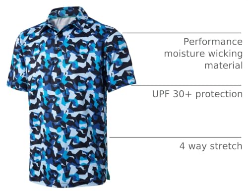 Image of Golf Shirts for Men Dry Fit Short Sleeve Print Performance Moisture Wicking Polo Shirt