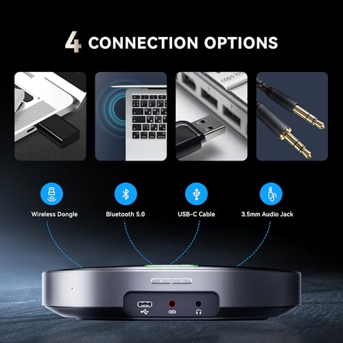 Image of Tenveo MagiCall-EX Bluetooth Conference Speakerphone, Daisy Chain Expandable for up to 30 Attendees, 360 Voice Pickup, AI Noise Cancelling, USB /Bluetooth Wireless Speaker for Meetings & Large Rooms