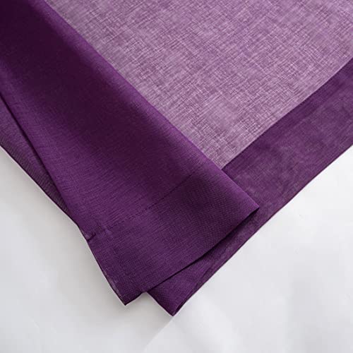 Image of Sheer Curtains 84 inch Length 2 Panels Set, Semi Sheer Privacy Curtain Drapes, Purple Rod Pocket Window Treatments Voile Curtains for Windows Living Room Bedroom Sunroom French Doors, 52 inchW x 84 inchL