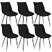 Produktbild WOLTU 6 x Esszimmerstühle 6er Set Esszimmerstuhl Küchenstuhl Polsterstuhl Design Stuhl mit Rückenlehne, mit Sitzfläche aus Leinen, Gestell aus Metall, Schwarz, BH206sz-6