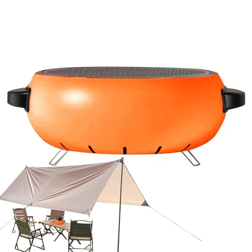 Sillas de carbón para barbacoa, parrilla de carbón coreano - ahumadero de mesa, estufa de camping, estufa de barbacoa | barbacoa portátil de estilo coreano, sartén de acero inoxidable