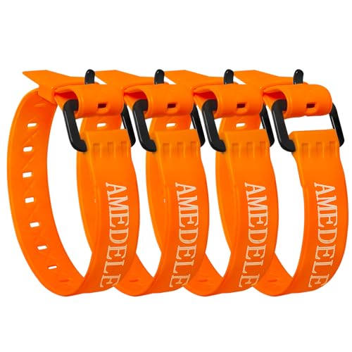 AMEDELE 4 Pack Lashing Straps with Buckles Adjustable Utility Tension Straps Simple Tie-Downs Straps for Securing Bike Moto Luggage Garden Hoses Skis Wires and Cables Orange 14