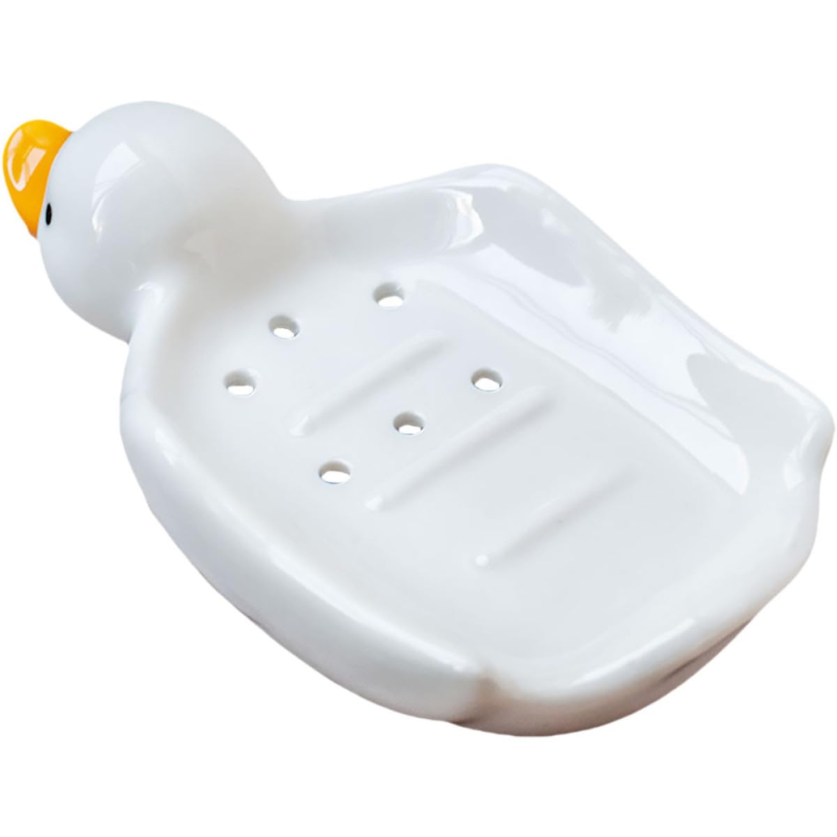 Porte-savonnette céramique égouttoir intégré blanc pour évier et lavabo design