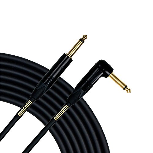 Mogami Mogami GOLD INSTRUMENT-03R Guitar Instrument Cable, 1/4" TS Male Plugs, Gold Contacts, Right Angle and Straight Connectors, 3 Foot