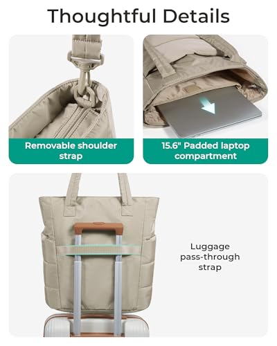 Image of BAGSMART Tote Bag for Women, Lightweight Puffy Tote Bag with Compartments Shoulder Bag Handbag for Travel, Work, Gym | Lightweight