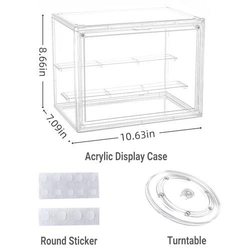 Clear Acrylic Display Case, Figurine Display Shelf with 360° Rotating Base, 2-Tier Adjustable Shelves, Clear Stackable Design, Storage Box for Mini Hobby Collectibles - Image 2