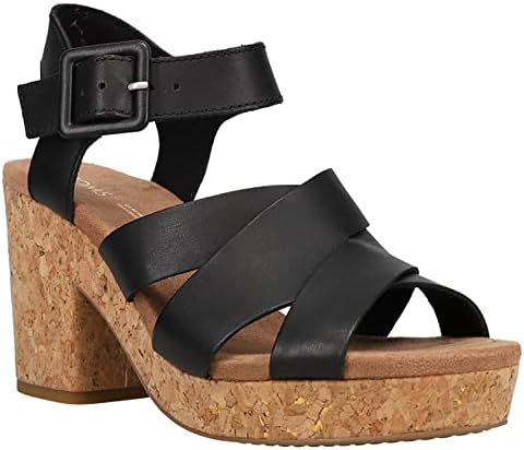 TOMS Women's Ava Heeled Sandal, Black, 8 | Image 1