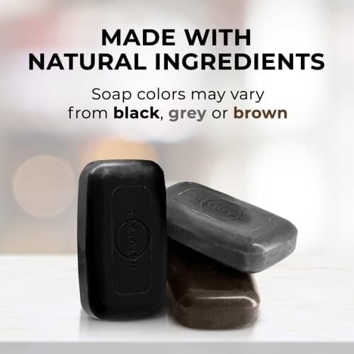 O Naturals African Black Soap Organic Soap Bars 3 Piece 114g Each - Black African Soap Vegan Hand Soap & Face Soap With Shea Butter Cleanser For All Skin Types Luxurious Triple Milled Soap