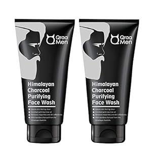 QRAA Men Himalayan Charcoal Purifying Face Wash (Pack of 2), 200 gram