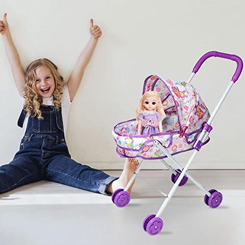 Boneca e Carrinho - Brinquedo de carrinho de bebê realista dobrável para meninas | Presente de anive