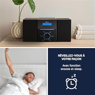 Denver Micro Chaine HiFi stéréo compacte - Radio FM - Lecteur CD - AUX - Fonction Horloge et Réveil - MCA240 - Noir