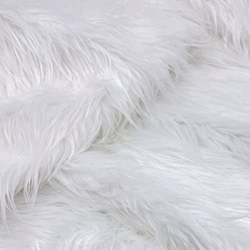 Ice Fabrics Faux Fur Fabric by The Yard - 60 Inches Wide Super Soft and Fluffy Shaggy Mohair Fur Fabric for Costumes, Apparel, Rugs, Pillows, Decorations and More - White - Half Yard