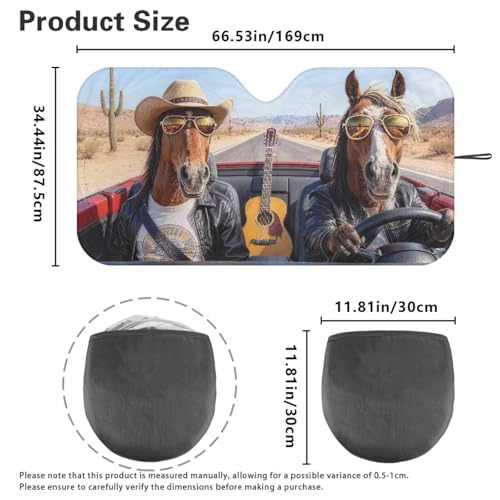 Image of Fashion Horse Windshield Sunshade Foldable Sun Shade Reflect UV Sun and Heat Keep Vehicle Cool Sun Visor Windshield Shade Universal Fit for Auto Truck Van SUV