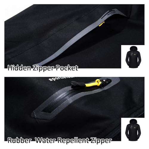 Naudamp Chaqueta Impermeable al Aire Libre para Hombres Ligero Softshell Rain Coat Escalada Senderismo Ropa Montaña Multi-Bolsillos Rompevientos - imagen 5