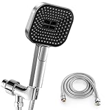 Luxurious Shower Experience: Square Handheld Shower Head Set with Bracket and Hose, High Pressure Rain Showerheads - Perfect for Apartment, RV, and Hotel - Chrome