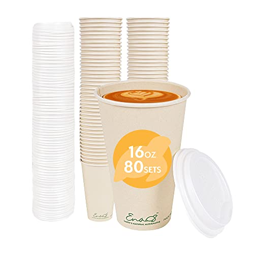 Earth's Natural 100% Compostable Coffee Cups with Lids
