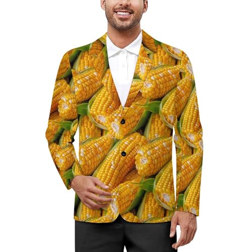 Corn Food Printed Men's Classic Fit Suits Funny Casual Stylish Two Button Blazer