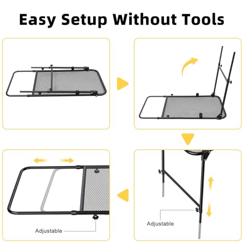 Mesa de Camping Plegable de Acero con Montaje en Neumático, Altura Ajustable, Color Negro miniatura 4