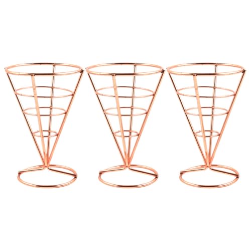 KICHOUSE 3Pcs French Fries Cone Basket Holder Snack Display Stand for Appetizers Fried Chicken Snacks Finish for Kitchen Restaurant and Parties