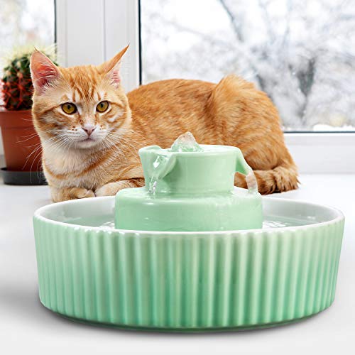 Cupcake Cat Water Fountain Porcelain, Cat Fountain for Dog and Cat (Green) - Image 8