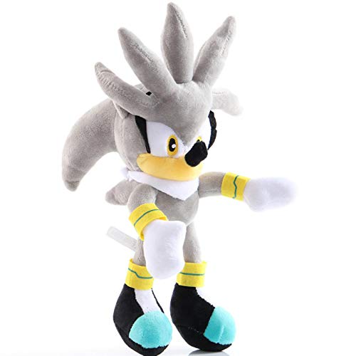 FRWE 6 Style Funny 28cm Sonic Plush Toys Doll Black Blue Shadow Sonic Plush Soft Stuffed Toy for Kids Children SilvertheHedgehog