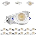 Adetu 2 Inch 5CCT Gimbal Led Recessed Lighting with Junction Box, 360°+90° Adjustable Recessed Can Lights, 2700K/3000K/3500K/4000K/5000K Selectable, 5W Eqv 50W, 550LM Brightness - ETL (White,12 Pack)