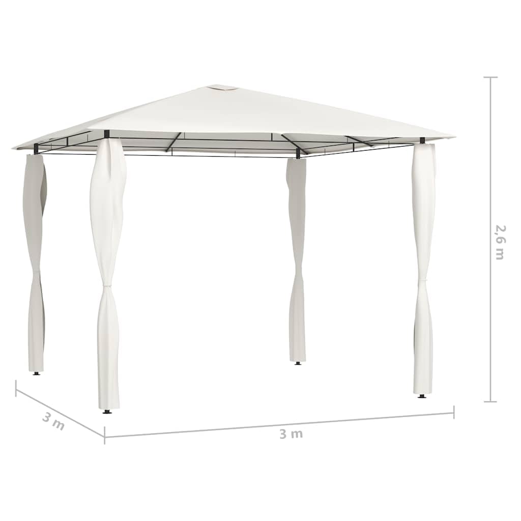 Altana Crema 3x3x2,6 m Stal | Ochrona przed deszczem i słońcem, 160 g/m², do ogrodu i na podwórko, imprezy plenerowe