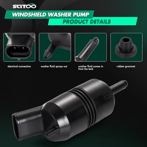 Image of SCITOO Rear Windshield Washer Pump Replacement fit for 2004-2007 For Buick For Rainier,Replaces OEM: 8900112619244680 | Direct fit for 2002-2009 For Chevrolet For Trailblazer|Replaces OE 22127573|22087136|19244683|89025063|With Grommet