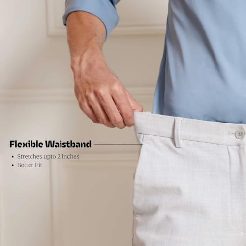 Image of SUBTRACT Slim-Fit Stretchable Lycra Formal Pants for Men with Flexible Waistband | Stylish Men's Wear Trousers for Office or Party |Dress Trouser Pant