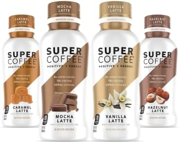 Super Coffee, Iced Keto Coffee (0g Added Sugar, 10g Protein, 80 Calories) [Variety Pack] 12 Fl Oz, 12 Pack | Iced Coffee, Protein Coffee, Coffee Drinks - LactoseFree, SoyFree, GlutenFree