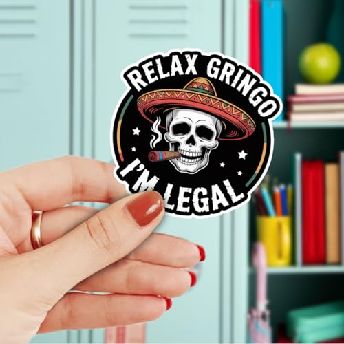 Image of 3Pcs Relax Gringo Im Legal Sticker, Relax Gringo I'm Legal Sticker for Car, Relax Gringo Calcomanias De Mexico Funny Immigrant Calcomanias Mexico Mexican Cactus Stickers for Truck Car Helmet (G5)