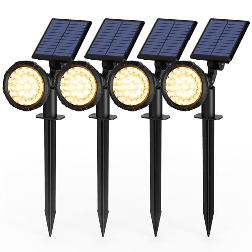 Solpex Solarlampen für Außen, 4 Stück 25 LEDs Solarleuchten für Außen, IP65 Wasserdicht Warmweiß Solar Gartenleuchten für Außen, 3 Helligkeit Solar Strahler Aussen für Garten, Weg, Terrasse