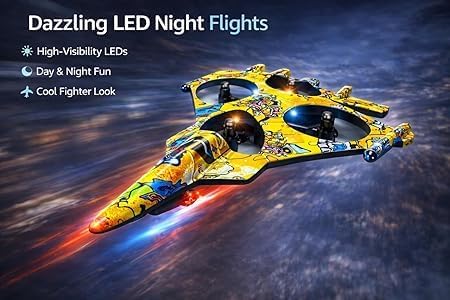 Image of Khodal Fab Fighter Jet RC Plane, 2.4GHz Foam Remote Control Airplane Gyro Stabilized RC Jet for Kids & Adults, LED Lights, Stunts, Long Range