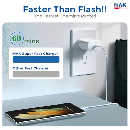 Image of 25W Adapter with Cable for Type-C Charger Compatible with Samsung Galaxy M13 5G Charger, 25 Watt USB Type C to C Pd Charging Adapter C Type, White