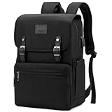 Laptop Backpack Men Women Business Travel Computer Backpack School College Bookbag Stylish Water Resistant Vintage Backpack with USB Port Fashion Black Fits 15.6 Inch Laptop and Notebook