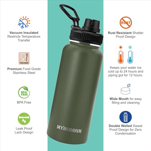 Image of Compatibale Stainless Steel 24 Hrs Hot and Cold Vacuum Insulated Flask, 1000 Green, Set of 1, Electro | Double Wall Flask | BPA Free | Office | School Travel - ISI Certified