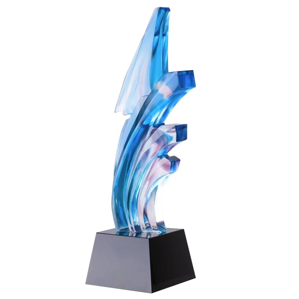 Trofei, medaglie e premi Bellissimo Trofeo in Vetro Blu Il Talent Show Mostra Il Trofeo del Primo Posto Trofeo del Torneo Complimenti Ornamenti Regalo